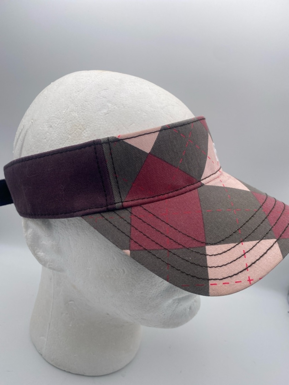 PING Argyle Golf Visor in Burgundy and Pink - Picture 2 of 6